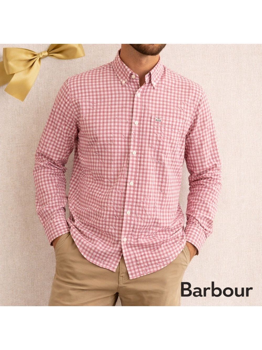 Barbour Kanehill Pink Gingham Shirt Extra Large NWT